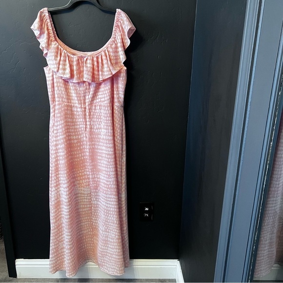 BCBG Paris Women's Off the Shoulder Maxi Dress, Sandy Dots,Size:XXL spring party - Picture 9 of 12